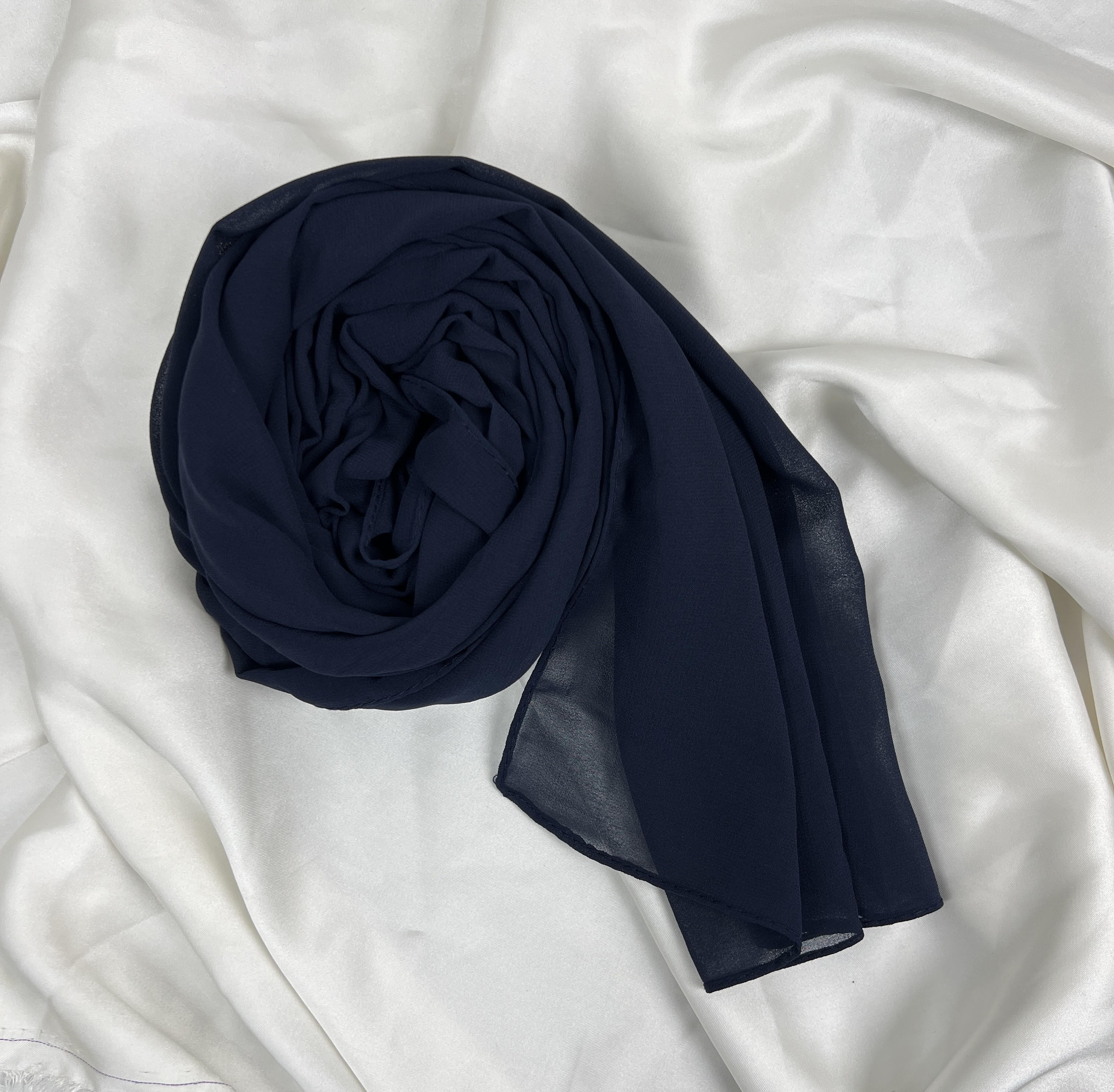 Georgette Chiffon Hijab-Navy Blue