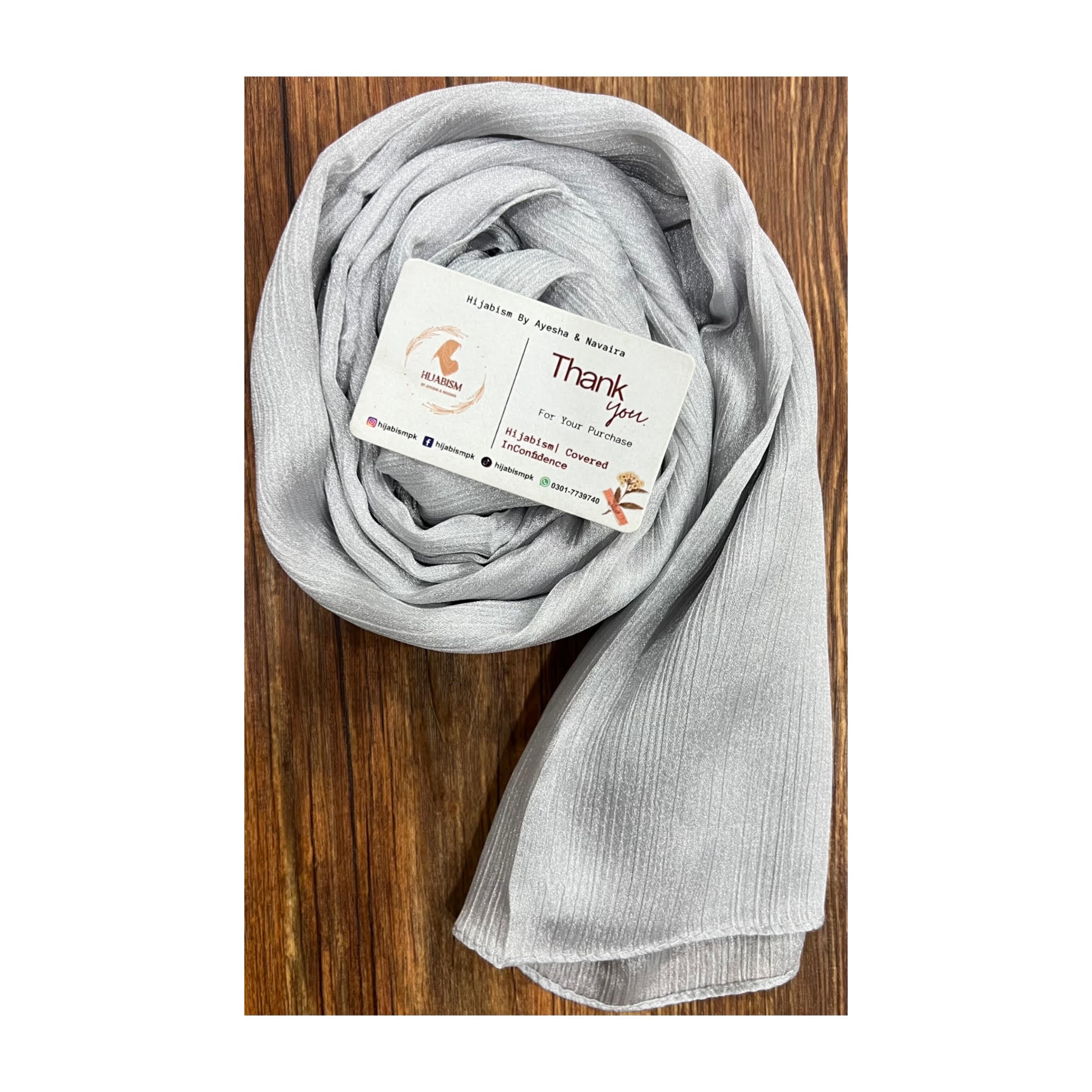 Crinkle Silk Hijab-Silver